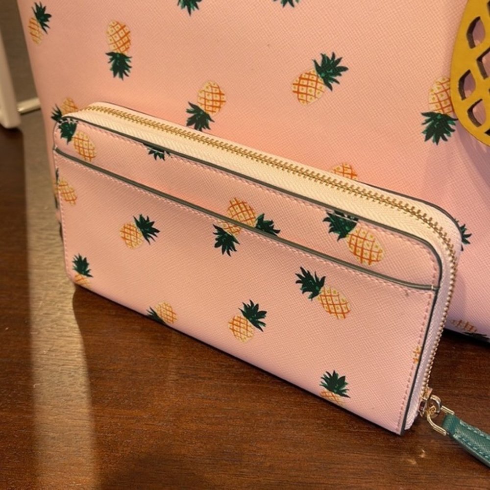 Kate Spade Pineapple Printed Large Continental Wallet Pink Multi - Picture 11 of 16